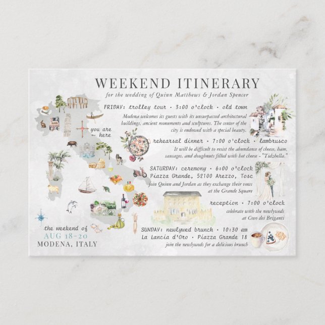 Wedding Weekend in Italy Itinerary Card (Front)