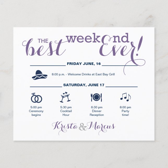 Wedding Weekend Itinerary (Front)