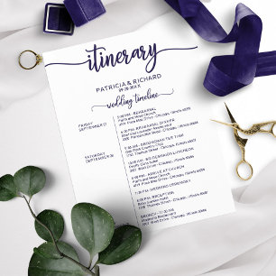 Wedding Weekend Itinerary Chic Navy Blue Timeline
