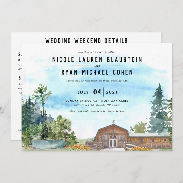 Wedding Weekend Itinerary & Invitation (Front/Back)