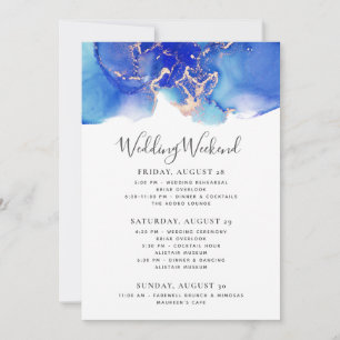 Wedding Weekend Itinerary Template Blue Watercolor