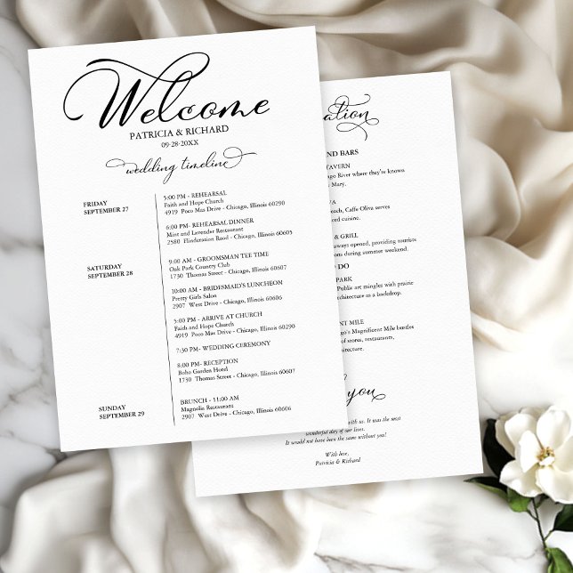 Wedding Weekend Itinerary Timeline Elegant Invitation (Creator Uploaded)