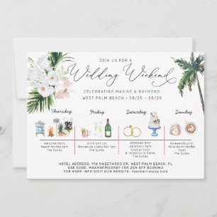 Wedding Weekend Itinerary Tropical Beach Invitation