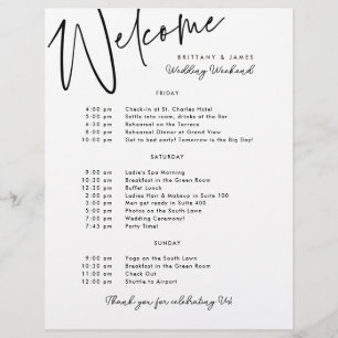 Wedding Weekend Itinerary Welcome Flyer