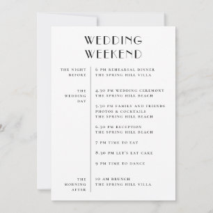 Wedding Weekend Itinerary & Welcome Schedule Invitation
