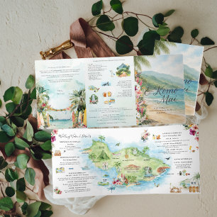Wedding Weekend Maui, Hawaii Tri-Fold Invitation