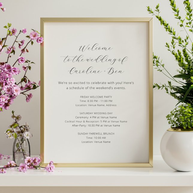 Wedding Weekend Order of Events Minimalist White Poster (Creator Uploaded)