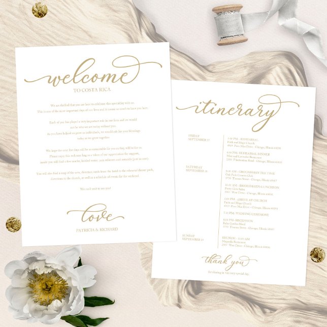 Wedding Weekend Welcome Itinerary Chic Script (Creator Uploaded)