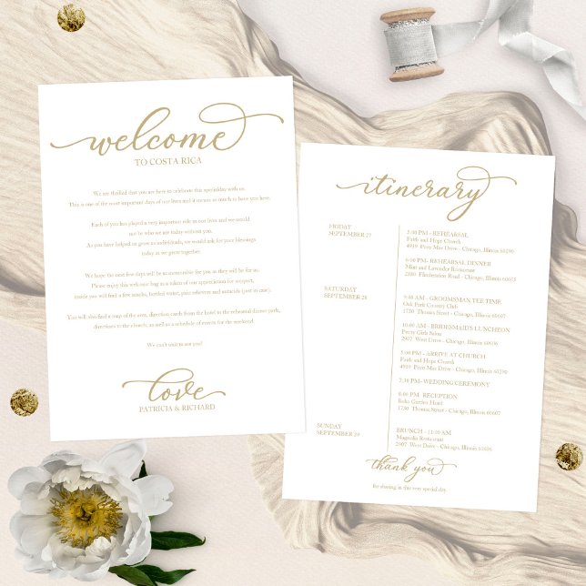 Wedding Weekend Welcome Itinerary Chic Script Invi Invitation (Creator Uploaded)