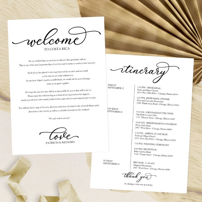Wedding Weekend Welcome Itinerary Chic Script Invitation (Creator Uploaded)