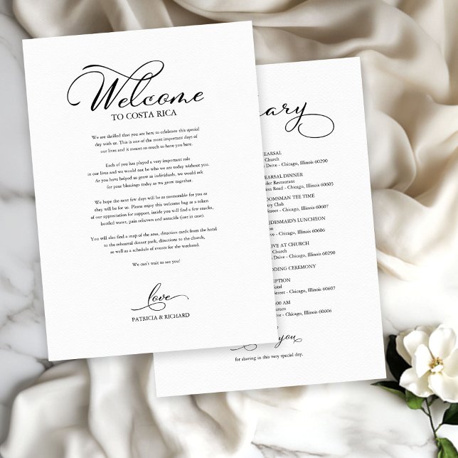 Wedding Weekend Welcome Itinerary Elegant Script (Creator Uploaded)