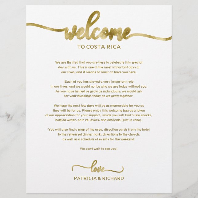 Wedding Weekend Welcome Itinerary Simple Chic (Front)