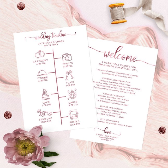 Wedding Weekend Welcome Itinerary Simple Chic (Creator Uploaded)