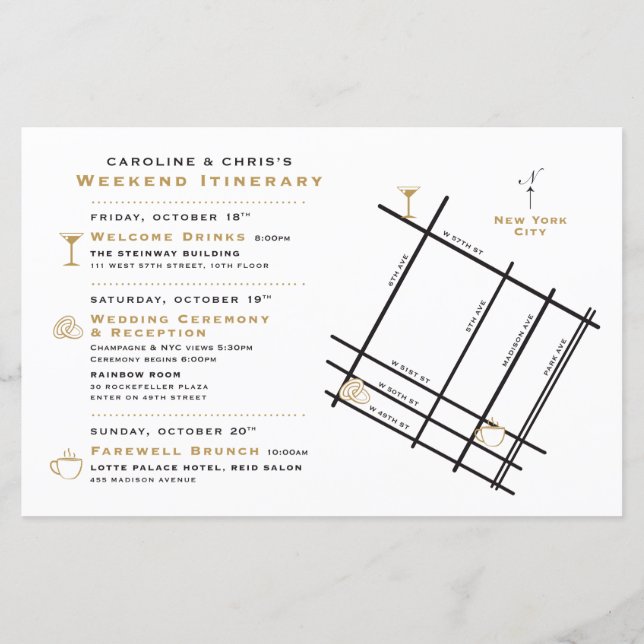 Wedding Weekend Welcome Map Itinerary - for SHARON (Back)