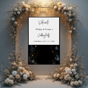 wedding welcome abstract black & frosted acrylic sign