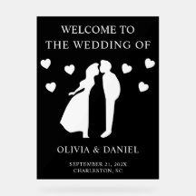 Wedding Welcome Acrylic Sign Black White