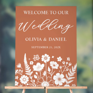 Wedding Welcome Acrylic Sign Boho Floral
