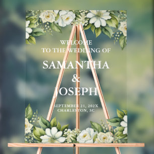 Wedding Welcome Acrylic Sign Botanical Greenery