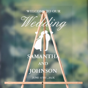Wedding Welcome Acrylic Sign Elegant Minimal