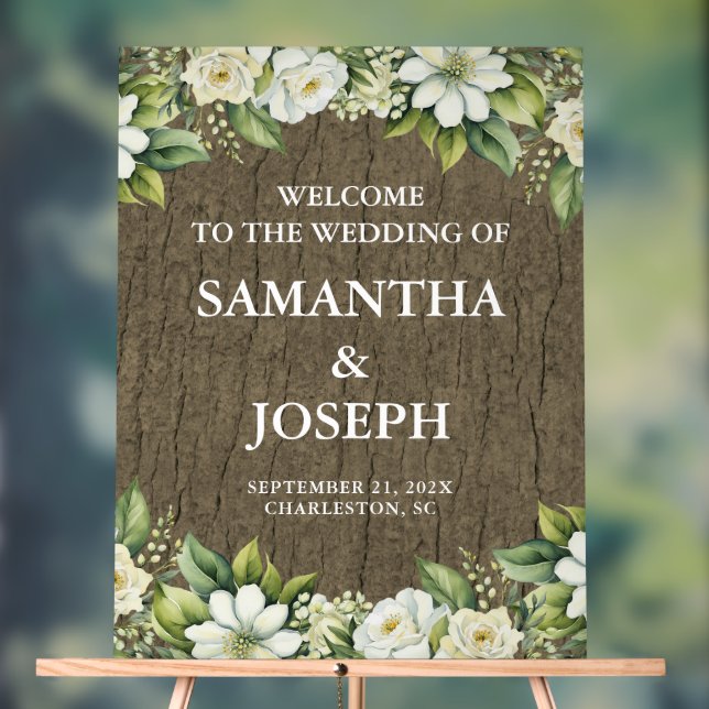 Wedding Welcome Acrylic Sign Rustic Wood (Neutral)