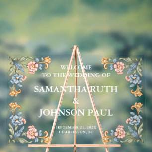 Wedding Welcome Acrylic Sign Vintage Floral