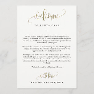 Wedding Welcome And Itinerary Card Faux Gold