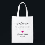 Wedding Welcome Bag for Hotel Guest, Fuschia Heart<br><div class="desc">Fill these fun reusable bags with your favourite treats to help make your guests' stay more enjoyable.</div>