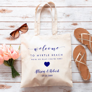 Wedding Welcome Bag, Navy Blue, Hotel Destination Tote Bag
