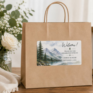 Wedding Welcome Bag Stickers Mountain Thank You