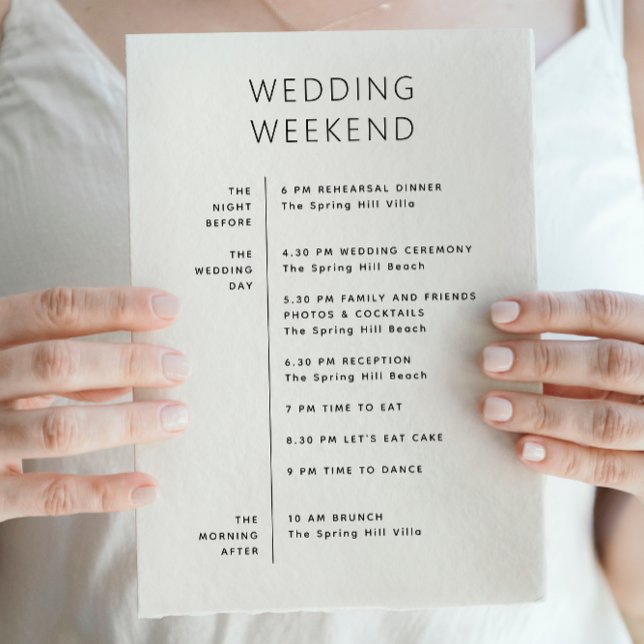 Wedding welcome bag. Weekend itinerary Timeline Invitation (Creator Uploaded)