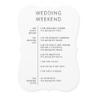 Wedding welcome bag. Weekend itinerary Timeline