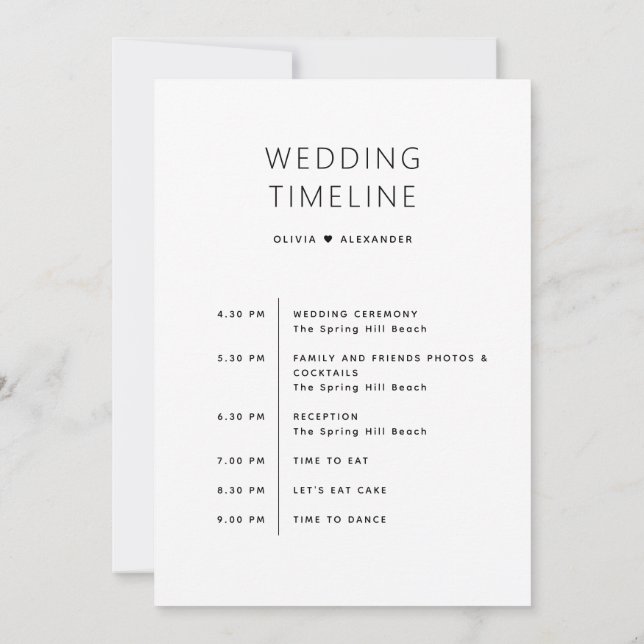 Wedding Welcome Bag | Weekend Itinerary Timeline Invitation (Back)