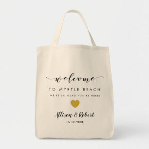 Wedding Welcome Bag with Back Itinerary, Gold