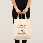 Wedding Welcome Bag with Back Itinerary, Teal<br><div class="desc">Fill this lovely bag with your favourite treats to welcome guests to your wedding! You may include your itinerary on the reverse side,  so guests know where they are supposed to be and when.</div>