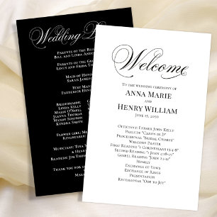 Wedding Welcome Black and White Script Program