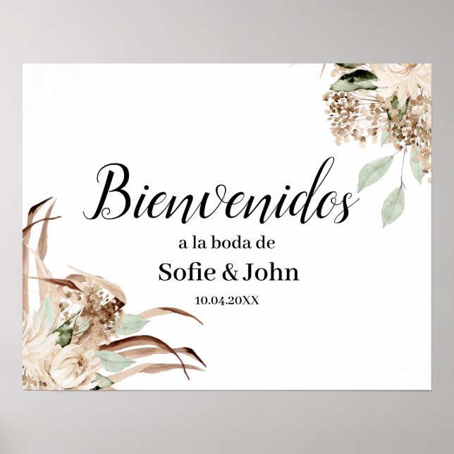 Wedding Welcome Board in Spanish Poster (Front)