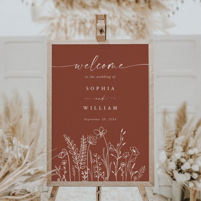 Wedding Welcome Burnt Orange Wildflower Poster (Creator Uploaded)
