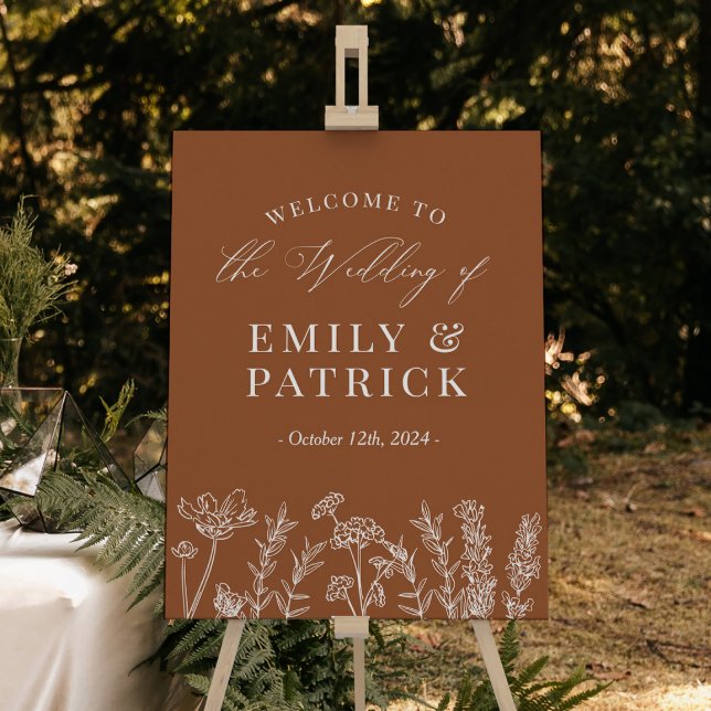 Wedding Welcome Burnt Orange Wildflower Poster (Creator Uploaded)