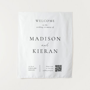 Wedding Welcome Ceremony QR Code Sign Large Fabric Tapestry