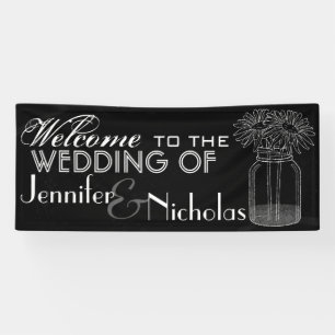 Wedding Welcome Chalkboard and Mason Jar Banner