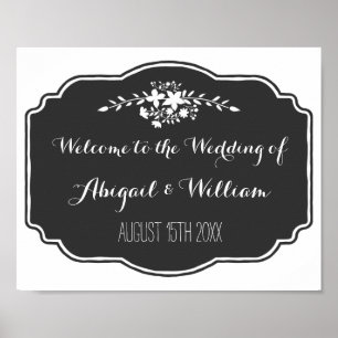 Wedding Welcome Custom Sign Floral Chalkboard