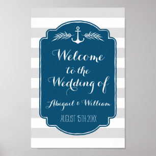 Wedding Welcome Custom Sign Nautical Stripes