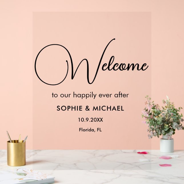 Wedding Welcome Elegant Acrylic Sign (Wedding)