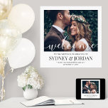 Wedding Welcome Elegant Calligraphy Square Photo Poster<br><div class="desc">Welcome wedding guests to your ceremony or reception with an elegant custom photo 24"x24" square poster. Picture and all text are simple to personalise. (IMAGE PLACEMENT TIP: An easy way to centre a photo exactly how you want is to crop it before uploading to the Zazzle website.) The modern minimalist...</div>