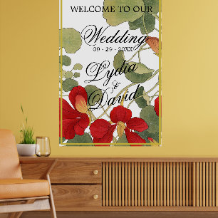 Wedding Welcome Elegant Floral Orange Poster