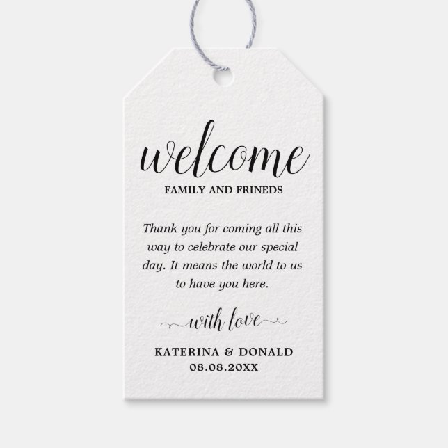 Wedding Welcome Favour Bags  Gift Tags (Front)
