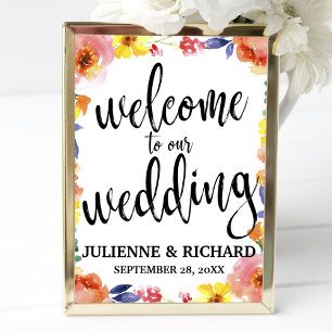Wedding Welcome Floral Watercolor 8x10 Sign