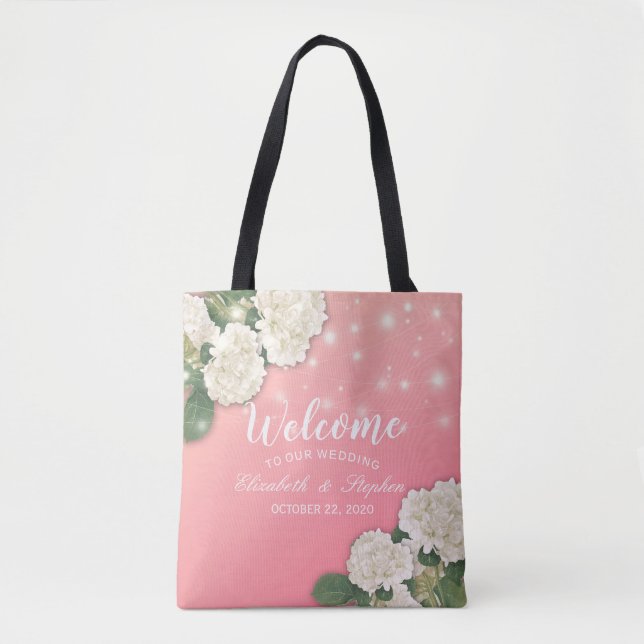 Wedding Welcome Gift Bags Hydrangeas String Lights (Front)