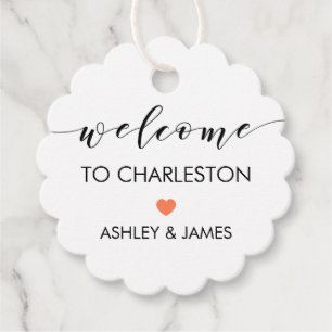 Wedding Welcome Gift Tag, Hotel Guests, Coral Favour Tags