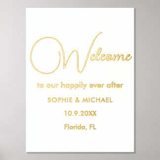 Wedding Welcome Gold White Foil Prints